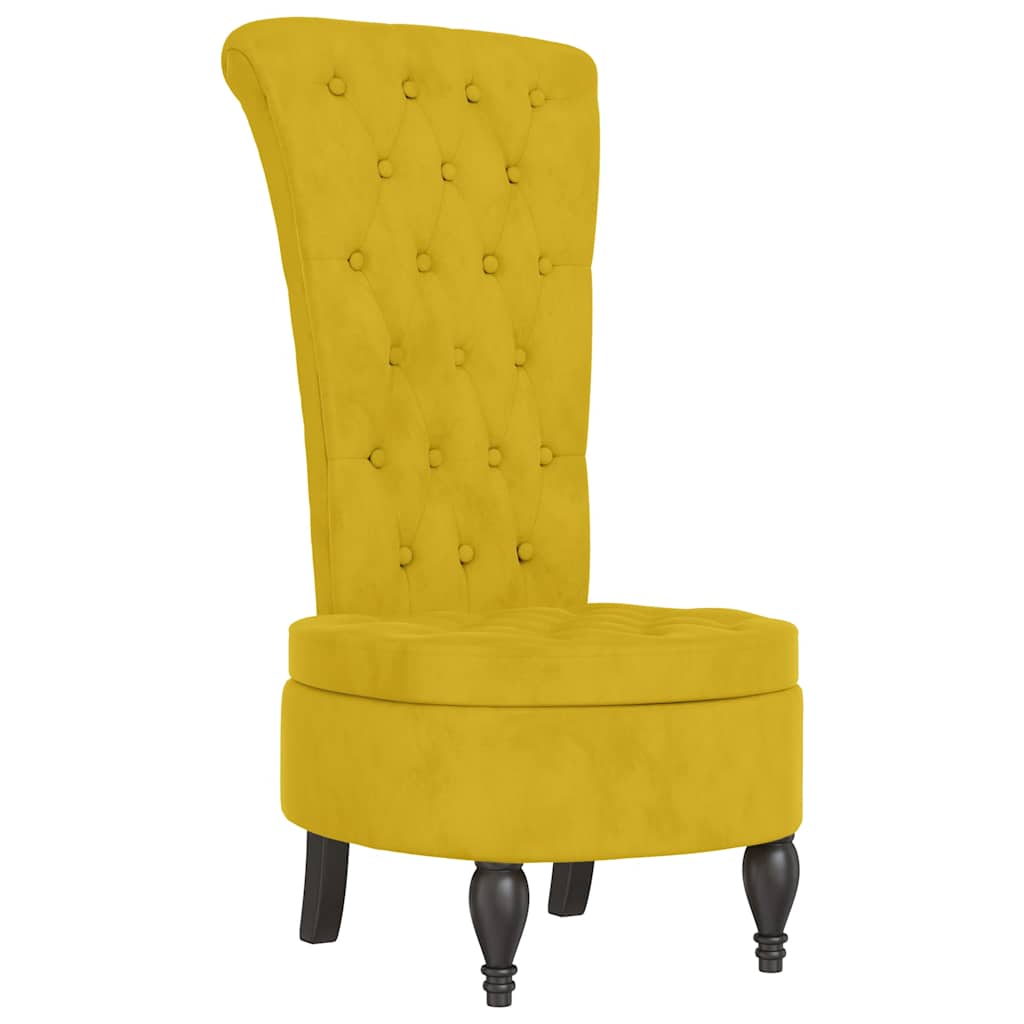 Stoel hoge rugleuning met knopen fluweel geel is nu te koop bij PeponiXL, paradijselijk wonen!