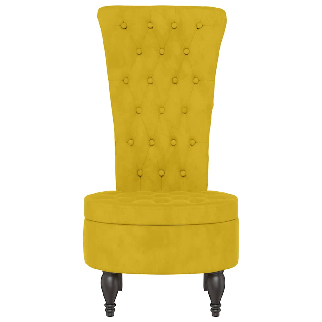 Stoel hoge rugleuning met knopen fluweel geel is nu te koop bij PeponiXL, paradijselijk wonen!