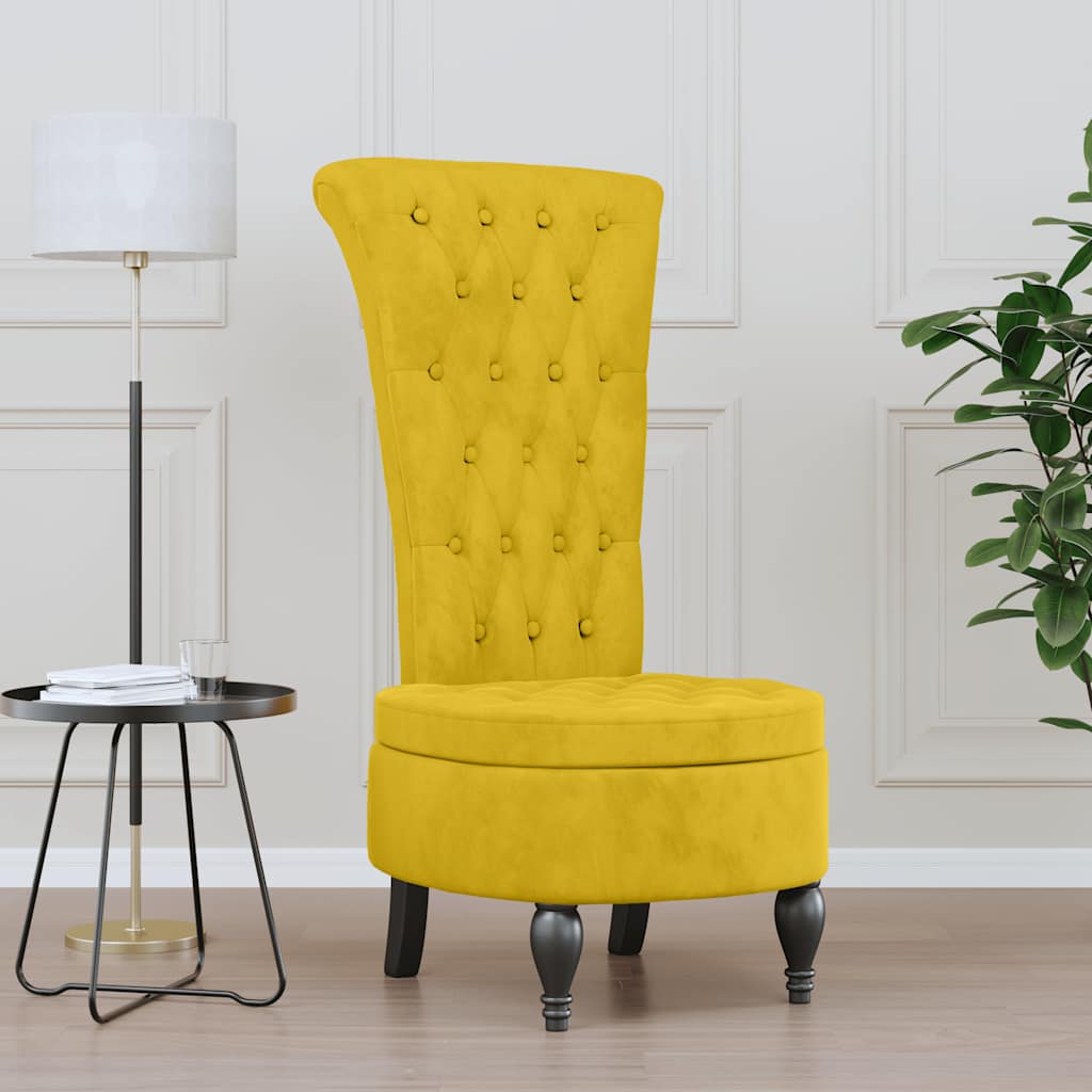 Stoel hoge rugleuning met knopen fluweel geel is nu te koop bij PeponiXL, paradijselijk wonen!