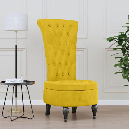Stoel hoge rugleuning met knopen fluweel geel is nu te koop bij PeponiXL, paradijselijk wonen!