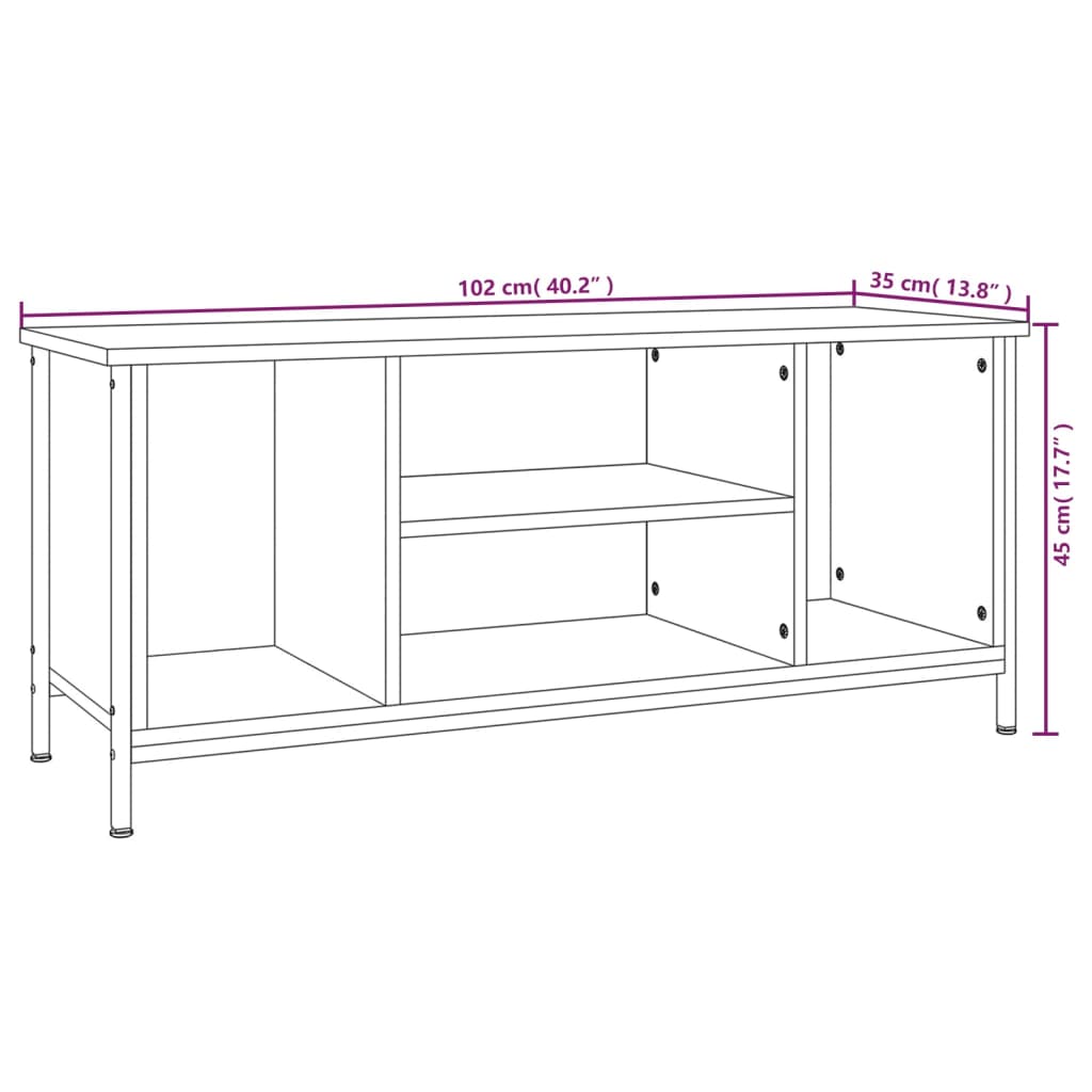 Tv-meubel 102x35x45 cm bewerkt hout grijs sonoma eikenkleurig is nu te koop bij PeponiXL, paradijselijk wonen!