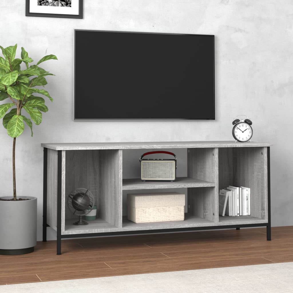 Tv-meubel 102x35x45 cm bewerkt hout grijs sonoma eikenkleurig is nu te koop bij PeponiXL, paradijselijk wonen!