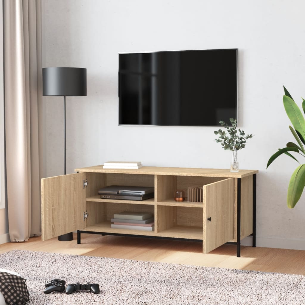 Tv-meubel 102x35x45 cm bewerkt hout sonoma eikenkleurig is nu te koop bij PeponiXL, paradijselijk wonen!
