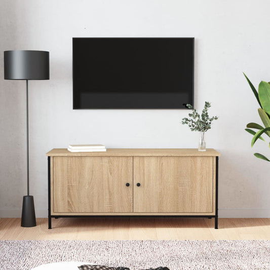 Tv-meubel 102x35x45 cm bewerkt hout sonoma eikenkleurig is nu te koop bij PeponiXL, paradijselijk wonen!