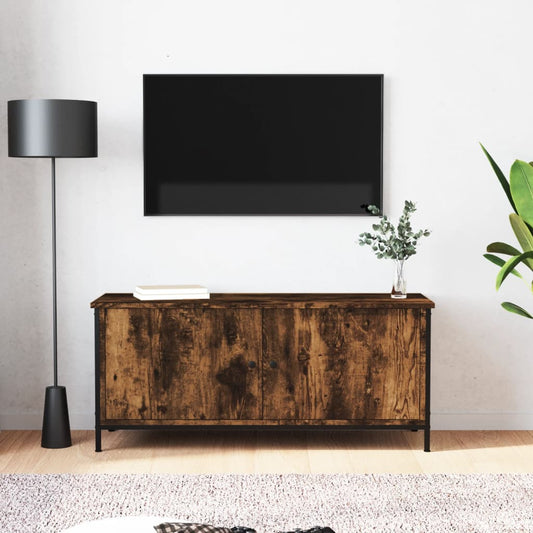Tv-meubel 102x35x45 cm bewerkt hout gerookt eikenkleurig is nu te koop bij PeponiXL, paradijselijk wonen!