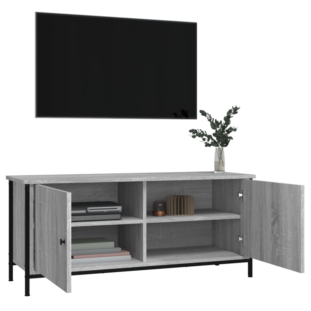 Tv-meubel 102x35x45 cm bewerkt hout grijs sonoma eikenkleurig is nu te koop bij PeponiXL, paradijselijk wonen!