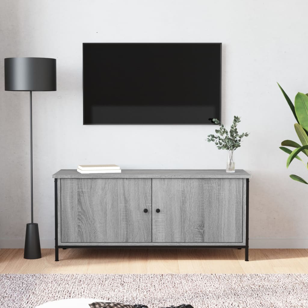 Tv-meubel 102x35x45 cm bewerkt hout grijs sonoma eikenkleurig is nu te koop bij PeponiXL, paradijselijk wonen!