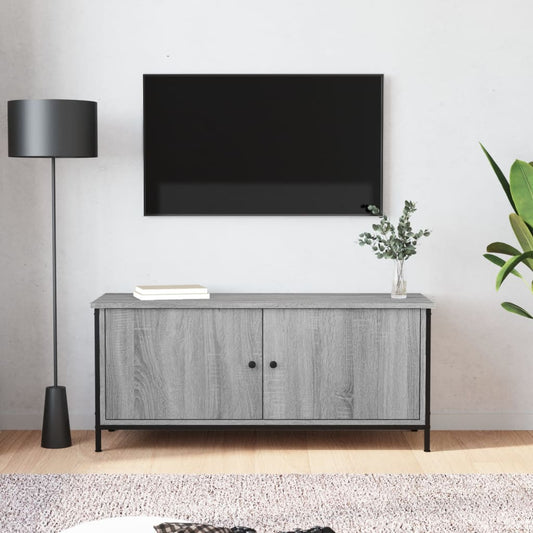 Tv-meubel 102x35x45 cm bewerkt hout grijs sonoma eikenkleurig is nu te koop bij PeponiXL, paradijselijk wonen!