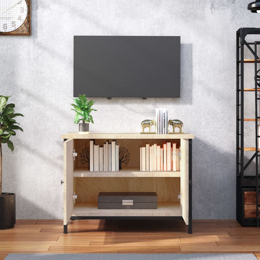 Tv-meubel met deuren Sonoma eiken 60x35x45 cm bewerkt hout is nu te koop bij PeponiXL, paradijselijk wonen!