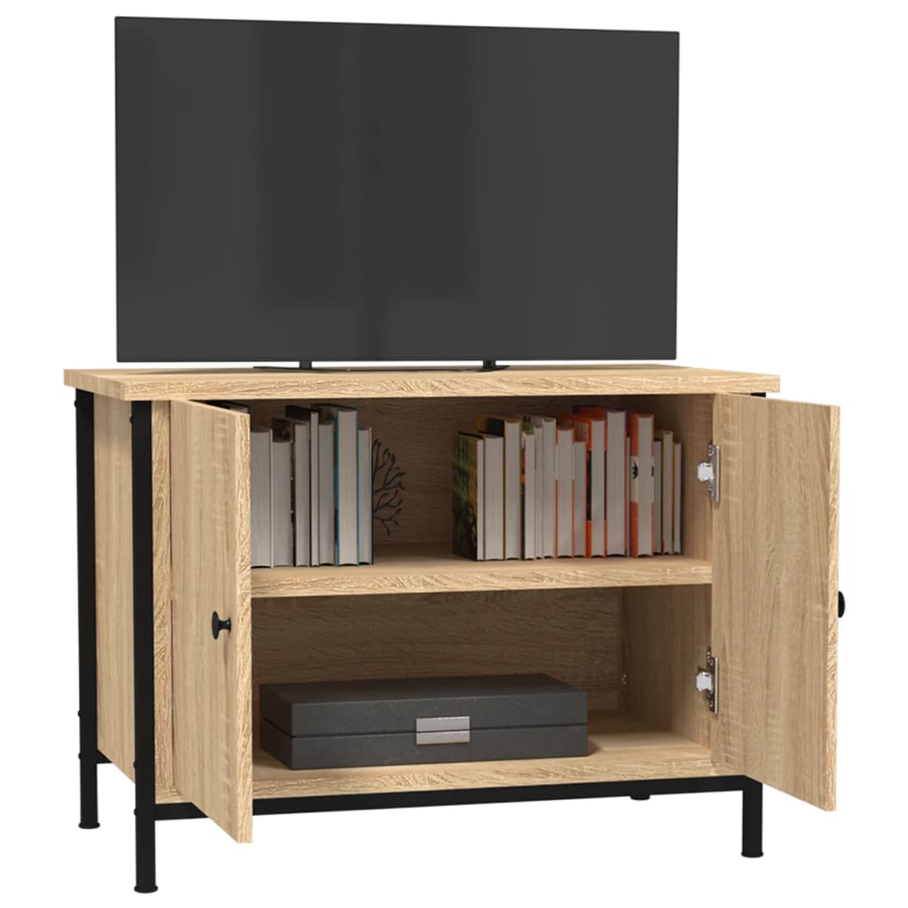 Tv-meubel met deuren Sonoma eiken 60x35x45 cm bewerkt hout is nu te koop bij PeponiXL, paradijselijk wonen!