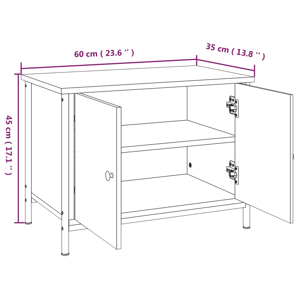 Tv-meubel met deuren Sonoma eiken 60x35x45 cm bewerkt hout is nu te koop bij PeponiXL, paradijselijk wonen!