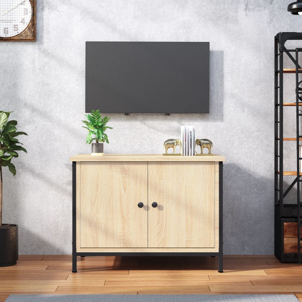 Tv-meubel met deuren Sonoma eiken 60x35x45 cm bewerkt hout is nu te koop bij PeponiXL, paradijselijk wonen!