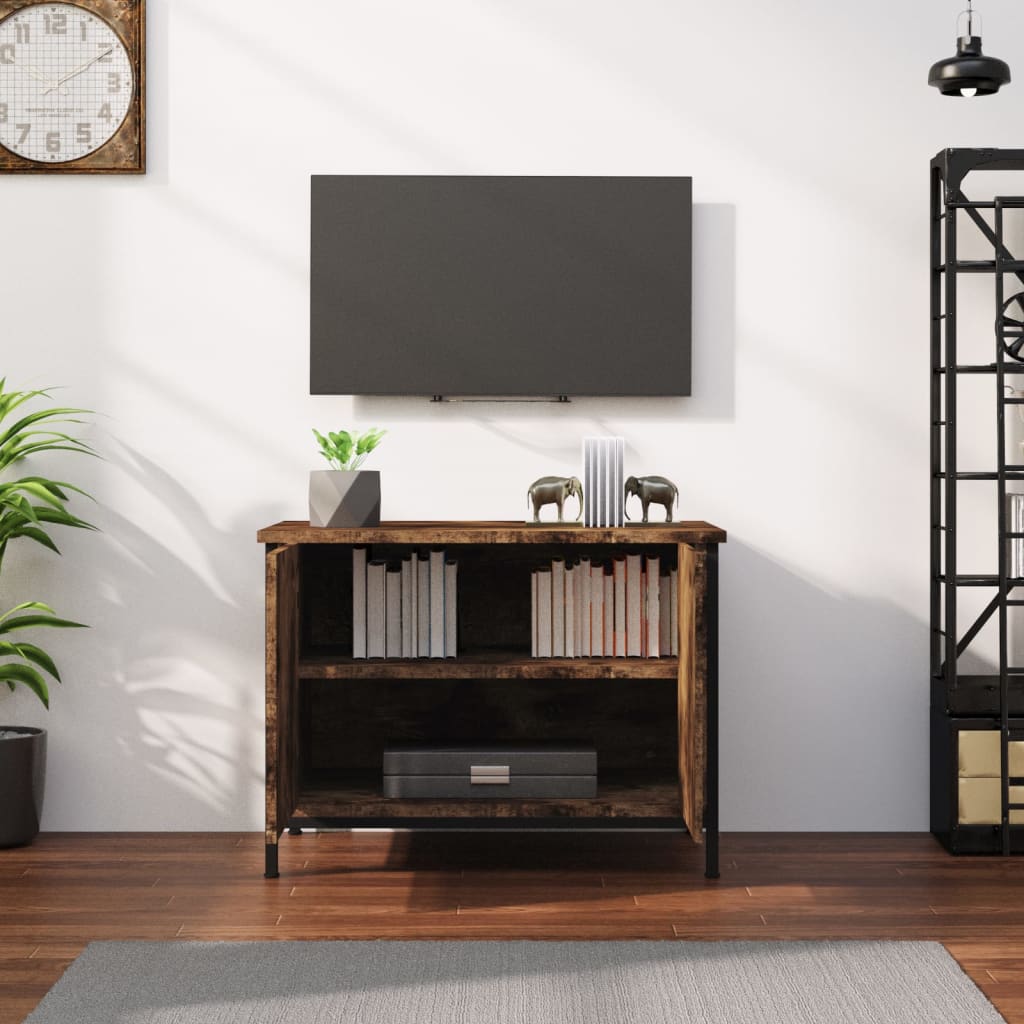 Tv-meubel met deuren 60x35x45 cm bewerkt hout gerookt eiken is nu te koop bij PeponiXL, paradijselijk wonen!