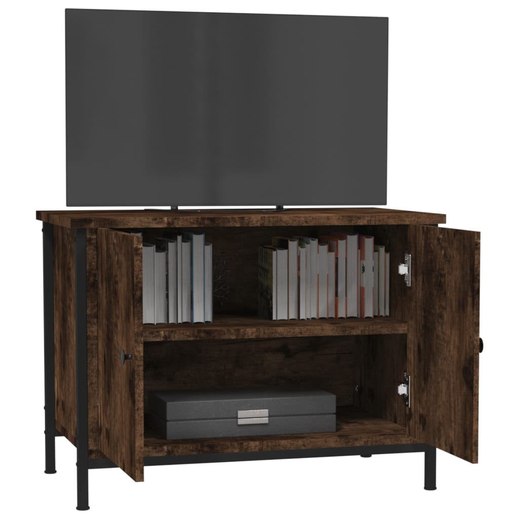 Tv-meubel met deuren 60x35x45 cm bewerkt hout gerookt eiken is nu te koop bij PeponiXL, paradijselijk wonen!