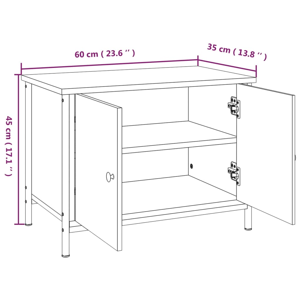 Tv-meubel met deuren 60x35x45 cm bewerkt hout gerookt eiken is nu te koop bij PeponiXL, paradijselijk wonen!