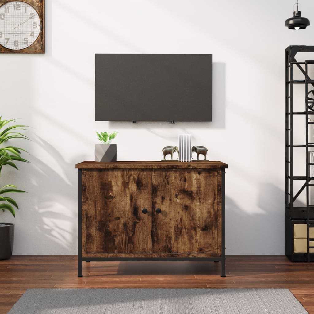 Tv-meubel met deuren 60x35x45 cm bewerkt hout gerookt eiken is nu te koop bij PeponiXL, paradijselijk wonen!