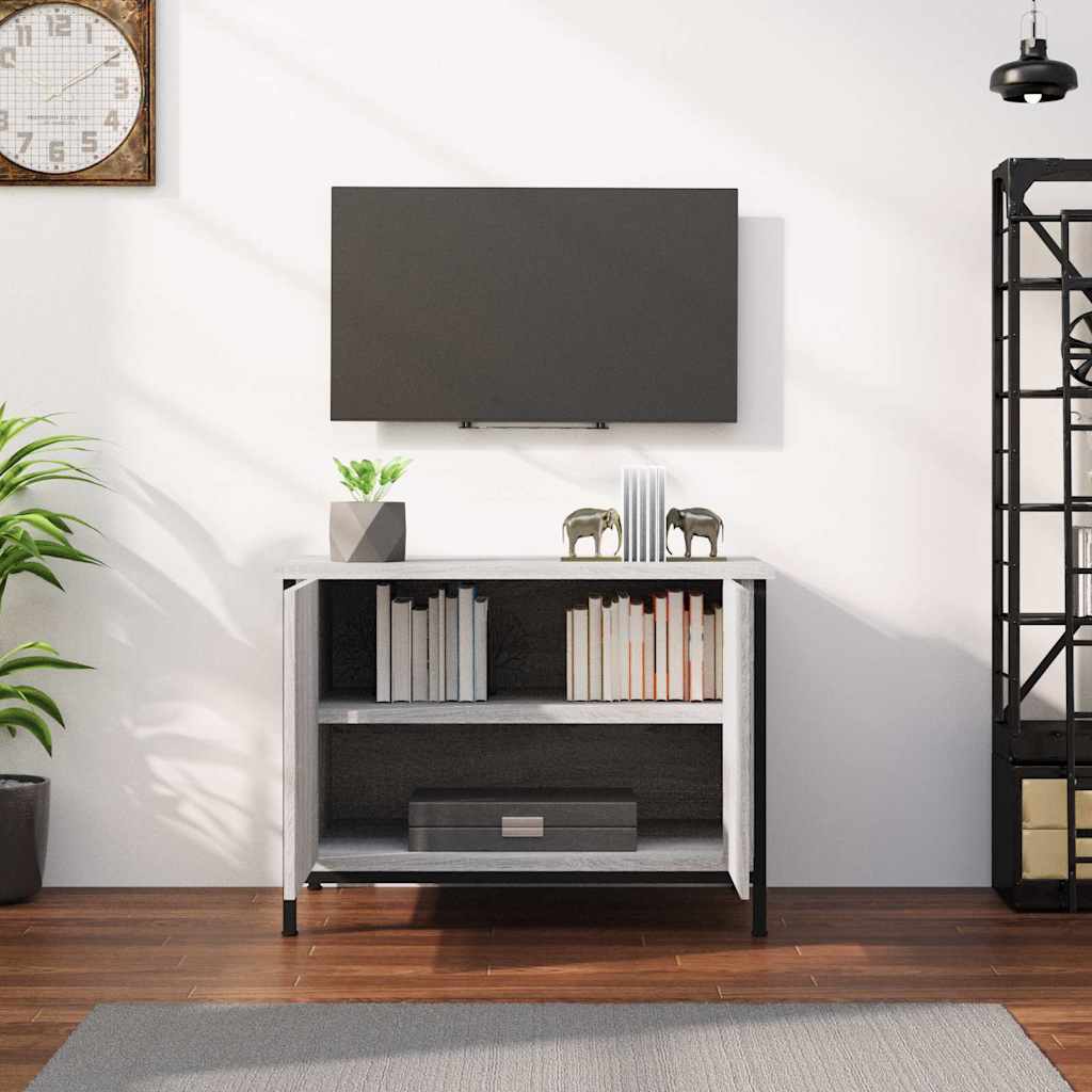 Tv-meubel met deuren 60x35x45 cm bewerkt hout grijs sonoma is nu te koop bij PeponiXL, paradijselijk wonen!