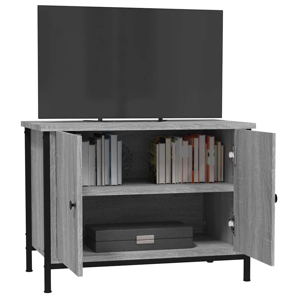 Tv-meubel met deuren 60x35x45 cm bewerkt hout grijs sonoma is nu te koop bij PeponiXL, paradijselijk wonen!