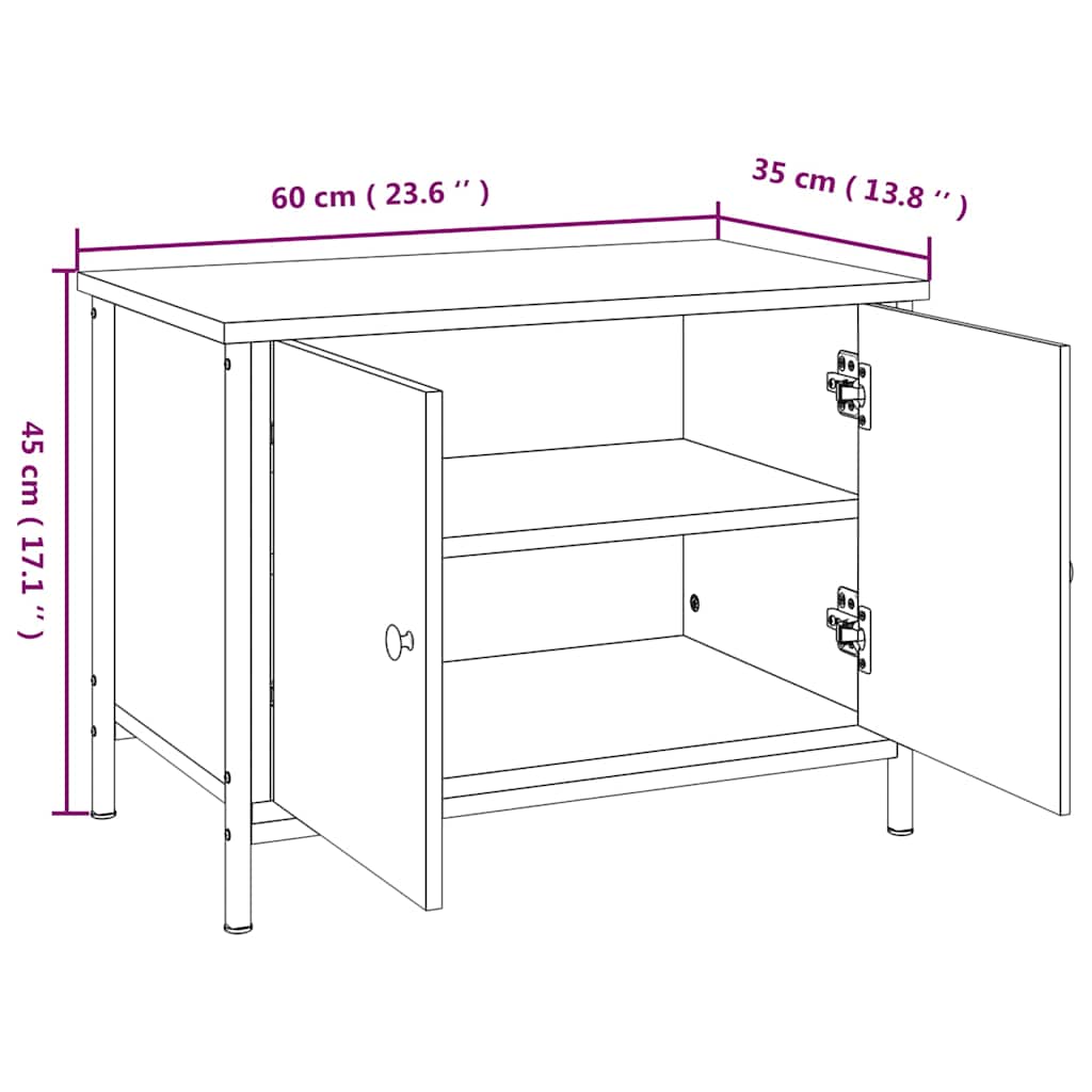 Tv-meubel met deuren 60x35x45 cm bewerkt hout grijs sonoma is nu te koop bij PeponiXL, paradijselijk wonen!