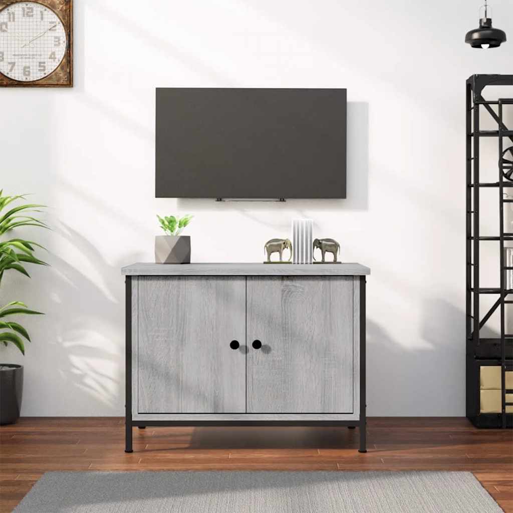 Tv-meubel met deuren 60x35x45 cm bewerkt hout grijs sonoma is nu te koop bij PeponiXL, paradijselijk wonen!