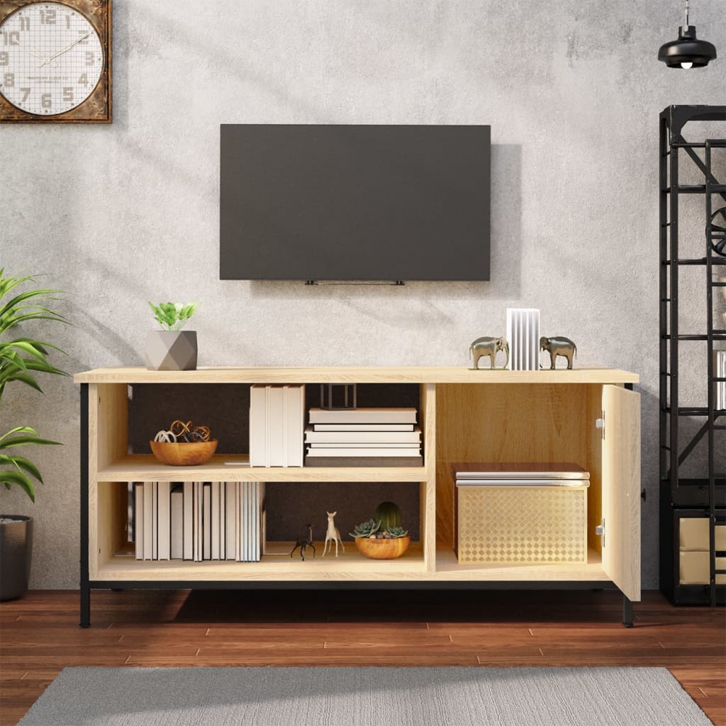 Tv-meubel 100x40x45 cm bewerkt hout sonoma eikenkleurig is nu te koop bij PeponiXL, paradijselijk wonen!