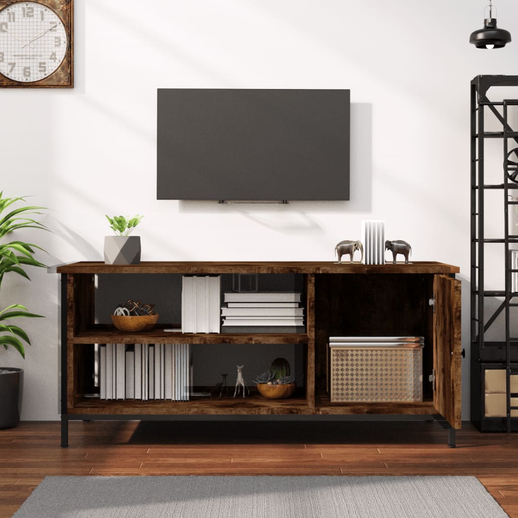 Tv-meubel 100x40x45 cm bewerkt hout gerookt eikenkleurig is nu te koop bij PeponiXL, paradijselijk wonen!