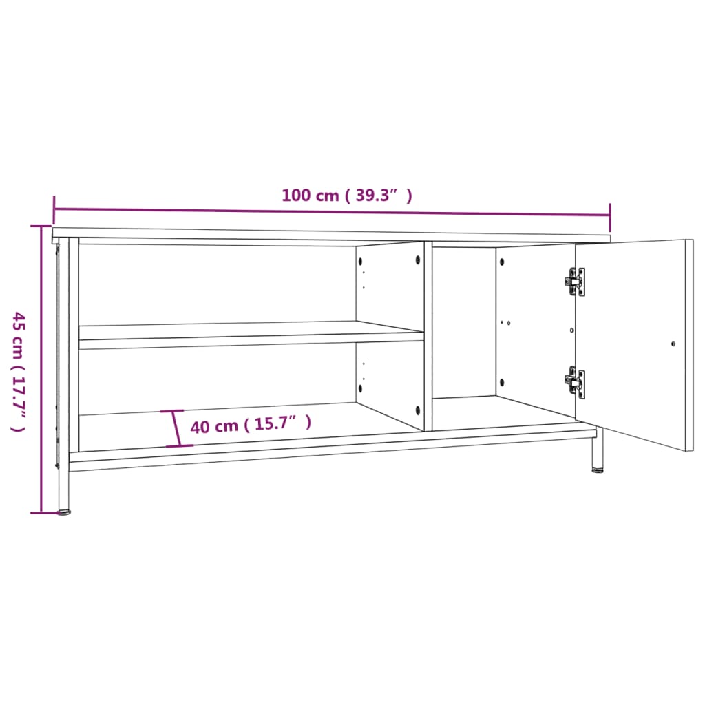 Tv-meubel 100x40x45 cm bewerkt hout gerookt eikenkleurig is nu te koop bij PeponiXL, paradijselijk wonen!