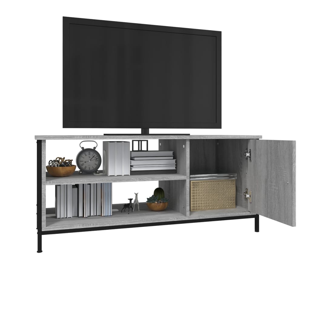 Tv-meubel 100x40x45 cm bewerkt hout grijs sonoma eikenkleurig is nu te koop bij PeponiXL, paradijselijk wonen!