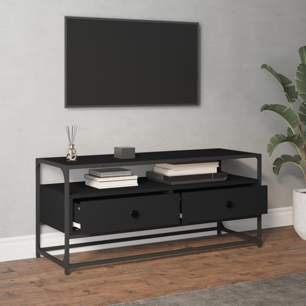 Tv-meubel 100x35x45 cm bewerkt hout zwart is nu te koop bij PeponiXL, paradijselijk wonen!