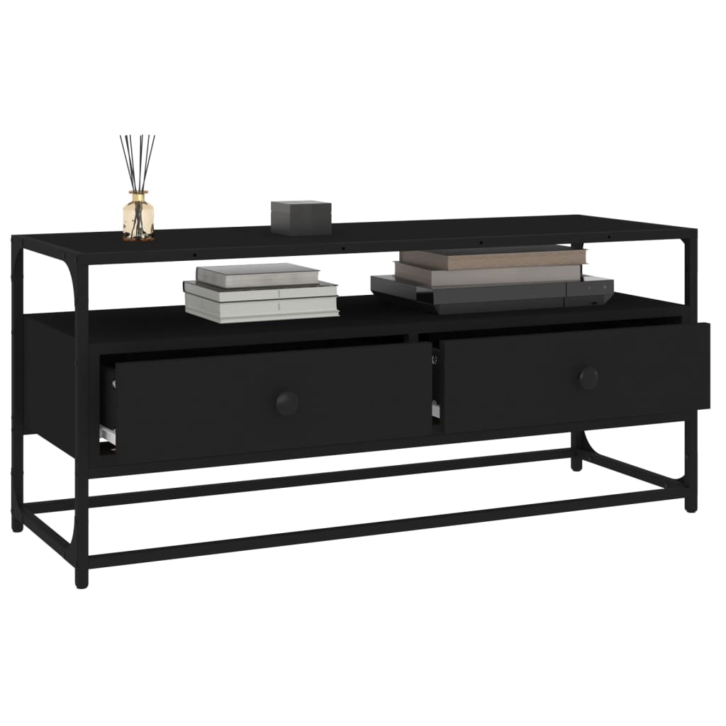 Tv-meubel 100x35x45 cm bewerkt hout zwart is nu te koop bij PeponiXL, paradijselijk wonen!