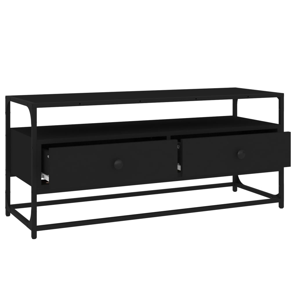 Tv-meubel 100x35x45 cm bewerkt hout zwart is nu te koop bij PeponiXL, paradijselijk wonen!
