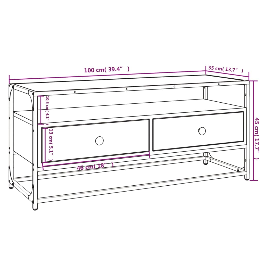 Tv-meubel 100x35x45 cm bewerkt hout zwart is nu te koop bij PeponiXL, paradijselijk wonen!