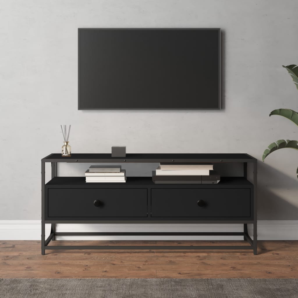 Tv-meubel 100x35x45 cm bewerkt hout zwart is nu te koop bij PeponiXL, paradijselijk wonen!