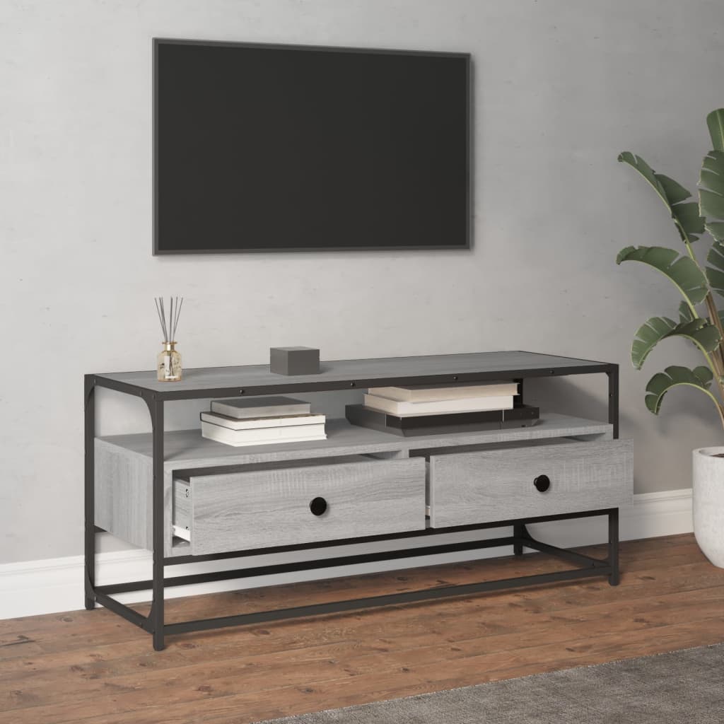 Tv-meubel 100x35x45 cm bewerkt hout grijs sonoma eikenkleurig is nu te koop bij PeponiXL, paradijselijk wonen!