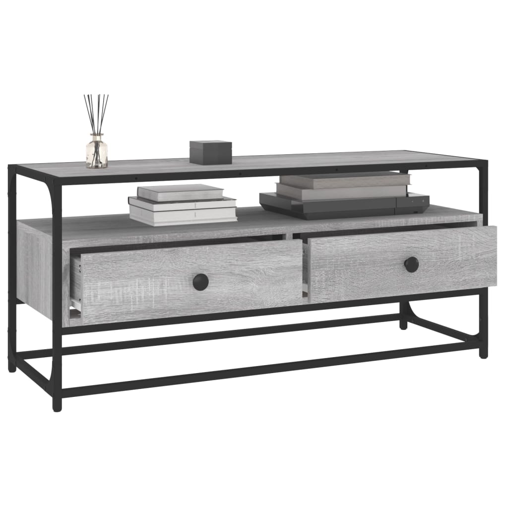 Tv-meubel 100x35x45 cm bewerkt hout grijs sonoma eikenkleurig is nu te koop bij PeponiXL, paradijselijk wonen!