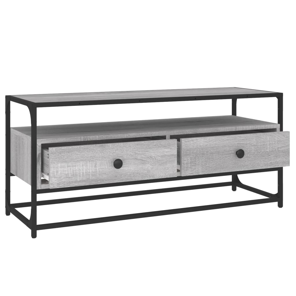 Tv-meubel 100x35x45 cm bewerkt hout grijs sonoma eikenkleurig is nu te koop bij PeponiXL, paradijselijk wonen!