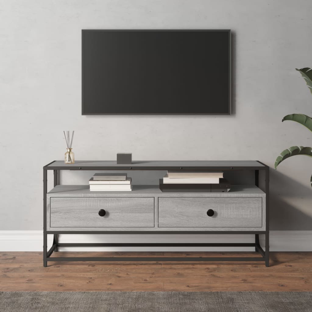 Tv-meubel 100x35x45 cm bewerkt hout grijs sonoma eikenkleurig is nu te koop bij PeponiXL, paradijselijk wonen!
