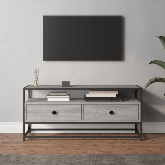 Tv-meubel 100x35x45 cm bewerkt hout grijs sonoma eikenkleurig is nu te koop bij PeponiXL, paradijselijk wonen!