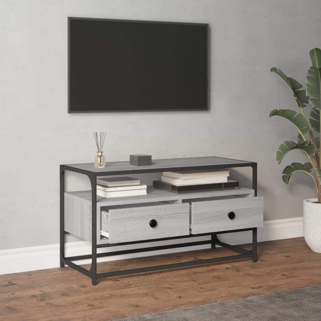 Tv-meubel 80x35x45 cm bewerkt hout grijs sonoma eikenkleurig is nu te koop bij PeponiXL, paradijselijk wonen!