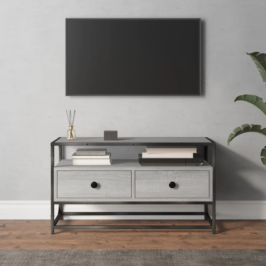 Tv-meubel 80x35x45 cm bewerkt hout grijs sonoma eikenkleurig is nu te koop bij PeponiXL, paradijselijk wonen!
