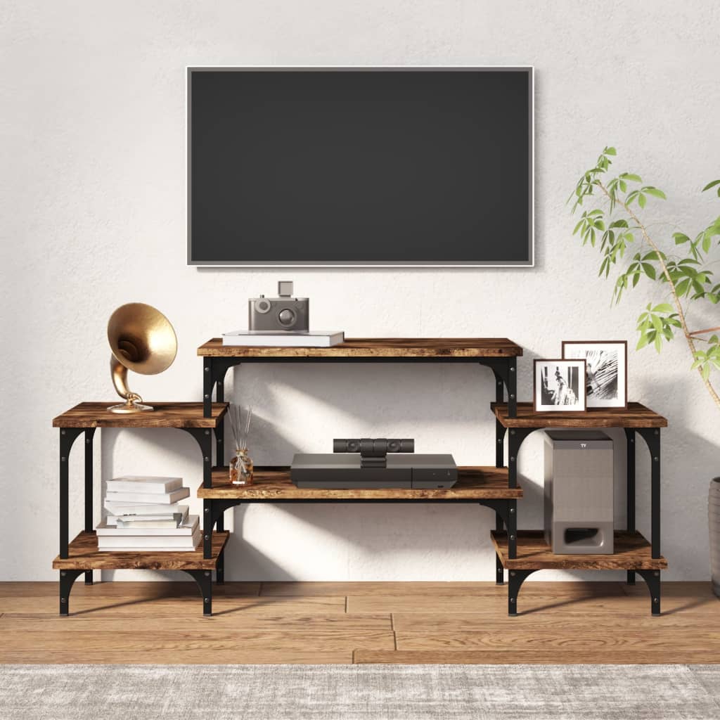 Tv-meubel 117x35x52 cm bewerkt hout gerookt eikenkleurig is nu te koop bij PeponiXL, paradijselijk wonen!