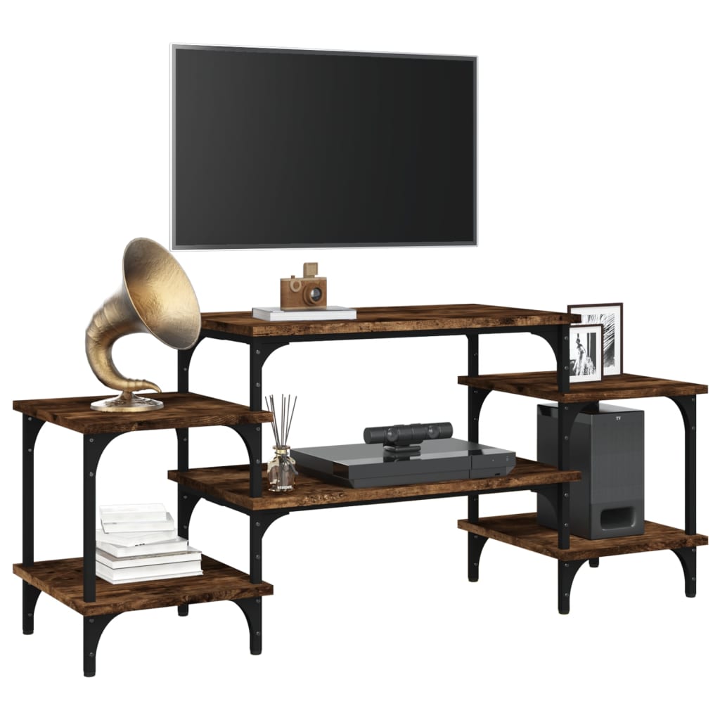 Tv-meubel 117x35x52 cm bewerkt hout gerookt eikenkleurig is nu te koop bij PeponiXL, paradijselijk wonen!