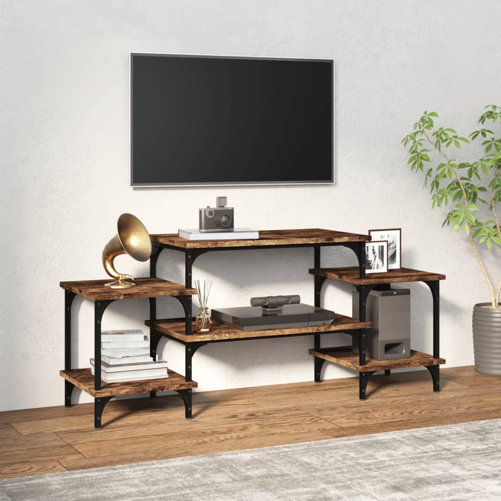 Tv-meubel 117x35x52 cm bewerkt hout gerookt eikenkleurig is nu te koop bij PeponiXL, paradijselijk wonen!