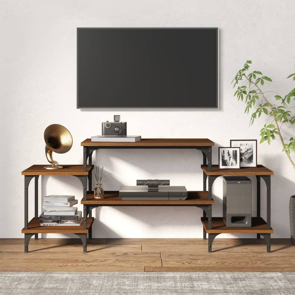 Tv-meubel 117x35x52 cm bewerkt hout bruin eikenkleur is nu te koop bij PeponiXL, paradijselijk wonen!