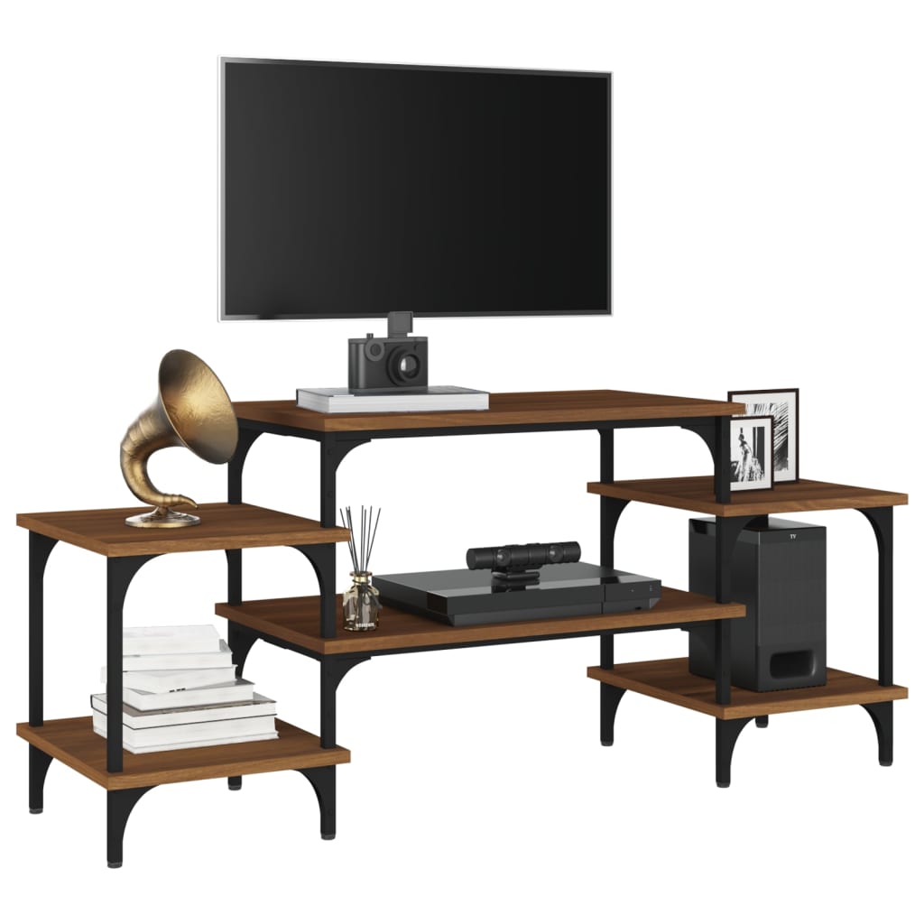 Tv-meubel 117x35x52 cm bewerkt hout bruin eikenkleur is nu te koop bij PeponiXL, paradijselijk wonen!