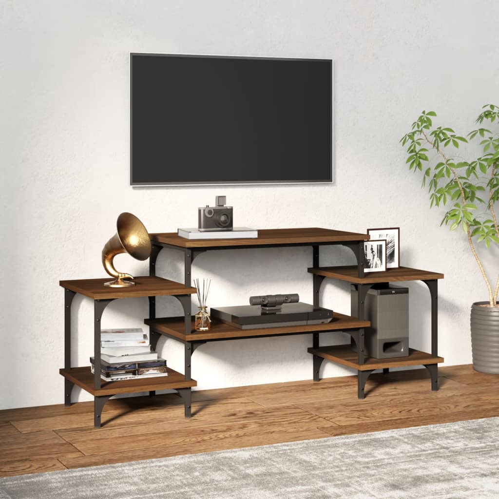 Tv-meubel 117x35x52 cm bewerkt hout bruin eikenkleur is nu te koop bij PeponiXL, paradijselijk wonen!