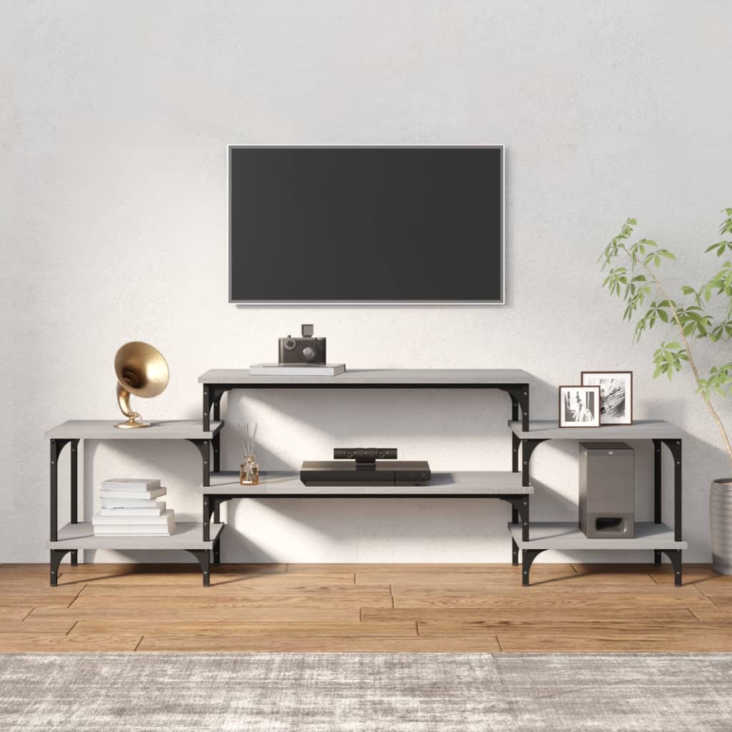 Tv-meubel 157x35x52 cm bewerkt hout grijs sonoma eikenkleurig is nu te koop bij PeponiXL, paradijselijk wonen!