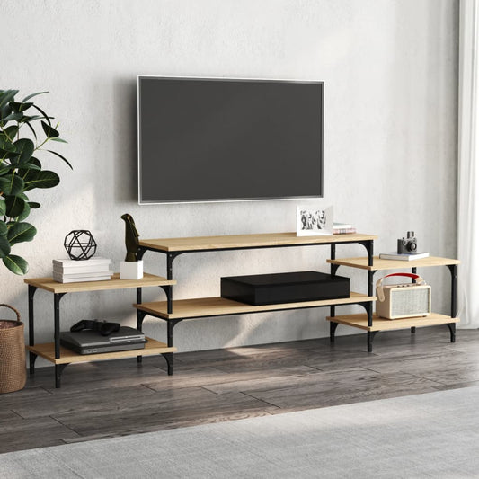 Tv-meubel 197x35x52 cm bewerkt hout sonoma eikenkleurig is nu te koop bij PeponiXL, paradijselijk wonen!