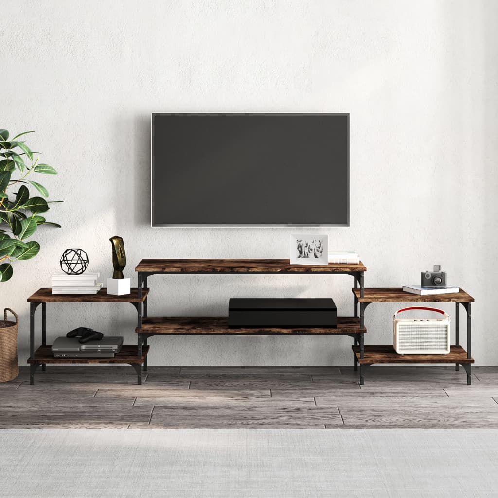 Tv-meubel 197x35x52 cm bewerkt hout gerookt eikenkleurig is nu te koop bij PeponiXL, paradijselijk wonen!