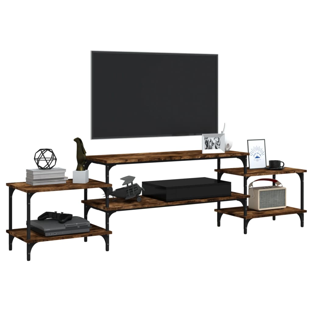 Tv-meubel 197x35x52 cm bewerkt hout gerookt eikenkleurig is nu te koop bij PeponiXL, paradijselijk wonen!